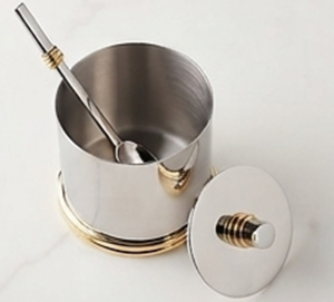 Juego moderno de azucarero y lechero de acero inoxidable con detalles dorados, acabado brillante redondo, resistente al óxido, accesorios de cocina - Product Image 2