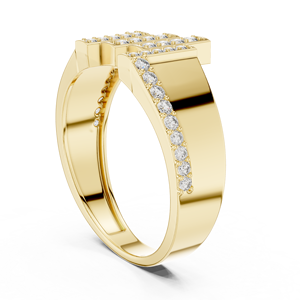 Anillo de Oro Amarillo con Triple Barra de Diamantes, Corte Brillante Redondo, Anillo de Compromiso Clásico para Mujer - Product Image 2