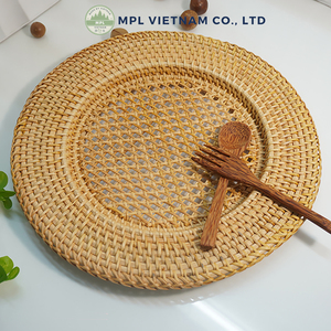 Assiettes de présentation en rotin naturel écologiques, vaisselle en osier faite à la main, 32 cm de diamètre, personnalisable, moderne, pour la maison et l'hôtel - Product Image 5