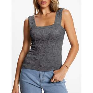 2025 mujer moda verano 2025 camiseta sin mangas cuello cuadrado Crop Top sin mangas Cami perfecto traje de vacaciones moda Y2K ropa - Product Image 5