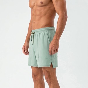 Pantalones Cortos Deportivos para Hombre, Color Verde Salvia, Cintura Elástica con Cordón, Ligeros, para Gimnasio y Running, con Diseño de Paneles Cosidos - Product Image 6