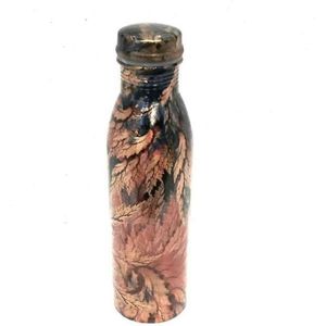 Bouteille d'eau artisanale 100% cuivre pur, anti-fuite, bienfaits ayurvédiques, récipient en cuivre, finition laquée, imprimé, gourde de yoga et de gym - Product Image 1