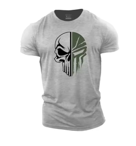 Men's digital printed <b>skull</b> printed T-shirt Fitness <b>top</b> Short sleeve T-shirt quick drying breathable - Product Image 3