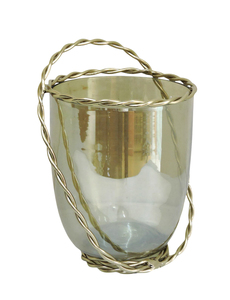Elegante Frutero de Vidrio Vintage con Asa de Alambre de Latón Trenzado, Centro de Mesa Decorativo para la Decoración del Comedor del Hogar - Product Image 3