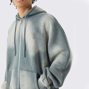 Sudadera con Capucha de Forro Polar con Efecto Degradado Tie-Dye, Manga Larga, Transpirable, Estilo Otoñal, Sudadera con Cremallera Extra Grande para Hombre - Product Image 3
