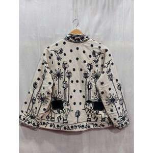 Premium Vintage Embroidered Floral <b>Velvet</b> Suzani Jacket With Stand Collar Boho Full Sleeve Prairie Chic Women's Spring Outerwear - Product Image 4