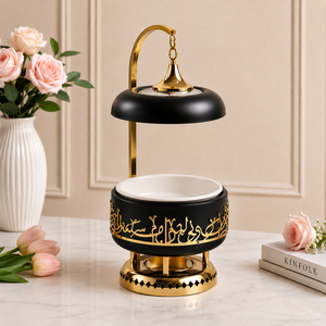 Premium Decorative Serving Dish Crafted With Matte <b>Black</b> Finish Stunning Golden Arabic Calligraphy Durable Metal Elegant Frame - Product Image 1