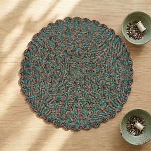 Caminos de Mesa de Satén con Cuentas, Bordados Florales Hechos a Mano, Ecológicos, con Borde Festoneado Multicolor, para Uso Doméstico - Product Image 2