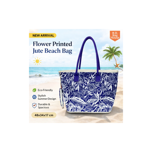 R.D. Sac fourre-tout en toile et jute bicolore BAG HOUSE |   Sac de plage personnalisé imprimé avec un dessus arrondi |   Fermeture éclair réutilisable de haute qualité - Product Image 6