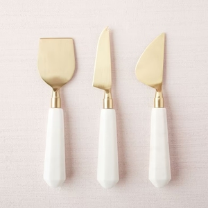 Rose Gold Eco-Friendly Cheese Butter <b>Knife</b> Spreader Sets Stainless Steel Blade Mother Pearl Handle Dishwasher <b>Safe</b> for Home - Product Image 4