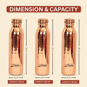 Premium Quality Eco-Friendly Pure Copper Water Bottle Leakproof Immunity Boosting Lid Anti-Oxidant Healthy <b>Drinkware</b> Large - Product Image 3
