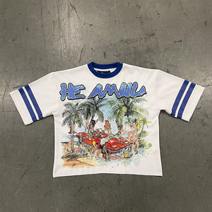 Streetwear à lettre personnalisée OEM T-shirts à manches courtes délavés à l'acide en coton épais à épaules tombantes au soleil T-shirt pour hommes - Product Image 6