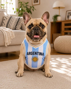 Chaleco deportivo de malla a rayas personalizado para perros con nombre y número 10 para mascotas, para usar en todas las estaciones - Product Image 2