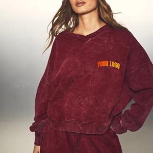 Vente en gros de vêtements pour femmes grandes tailles, vêtements d'hiver pour femmes 2023, pull en molleton vintage, sweat-shirt en coton biologique pour femmes - Product Image 4
