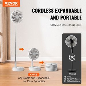 Ventilateur sur pied oscillant pliable de 8 pouces, 4 vitesses réglables, ventilateur de bureau portable, 7200 mAh rechargeable, ventilateur tour avec télécommande - Product Image 2