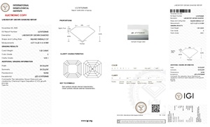 Diamante de Corte Asscher Cultivado en Laboratorio con Certificación IGI, Color E, Claridad VVS1, 1.50 Quilates, para Joyería de Novia - Product Image 2