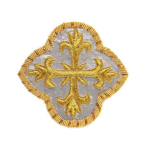 Badge croix d'église brodé en fil d'or, patch religieux pour vêtement, décoration faite à la main, applique à coudre, OEM - Product Image 6