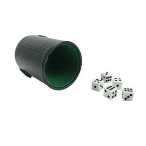 Gobelet à dés de casino personnalisable avec logo gravé, finition cuir, forme ronde 9*12cm, emballage inclus - Product Image 3