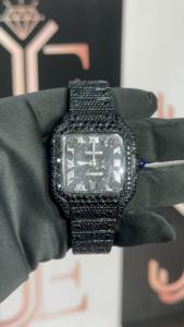 Reloj de Pulsera de Cuarzo Analógico para Hombre, Moderno y Lujoso, de Acero Inoxidable, con Escala Romana Negra, Cristal con Incrustaciones de Diamantes, Resistente al Agua - Product Image 2