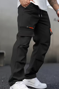 กางเกงวอร์มคาร์โก้สีดำสำหรับผู้ชาย เอวยางยืด ปิดด้วยเชือกผูก มีกระเป๋าหลายช่อง ทรงลำลอง เหมาะสำหรับใส่ในฤดูหนาว ลาย Realtree - Product Image 4