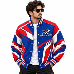 Custom <b>Men's</b> Baseball <b>Jackets</b> Plus Size Casual Spring Canvas Stand Collar <b>Fleece</b> Waterproof Quick Dry Letterman <b>Jacket</b> Custom - Product Image 3