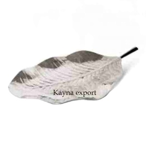 Handmade Stainless Steel Dish <b>Platter</b> Bowl Hammered Leaf Design Mirror Polished <b>Disposable</b> for Party Wedding Home Restaurant Use - Product Image 1