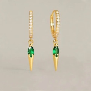 Pendientes de Espiga con Amatista Incrustada - Con Aro de Cuarzo CZ, Gema Ovalada Facetada Colgante, Plata de Ley 925, Joyería para Mujer - Product Image 5