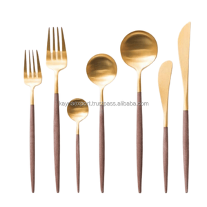 Ensemble de couverts de fête artisanal unique et élégant, manche en bois, acier inoxydable de qualité supérieure, polissage miroir, cuillères, fourchettes - Product Image 3