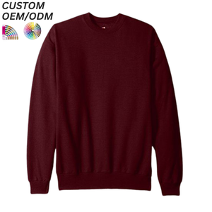 เสื้อสเวตเชิ้ตผู้ชายผ้าฝ้ายสีพื้นแบบสวมหัว คอกลมทรงโอเวอร์ไซส์ สไตล์สตรีท รับทำโลโก้ตามสั่ง รองรับ OEM ODM ขายส่งเสื้อผ้า - Product Image 4