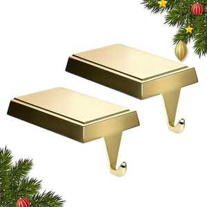 Metal House Shaped <b>Christmas</b> <b>Stocking</b> Holders Gold Decorative Hooks for Holiday Display - Product Image 3