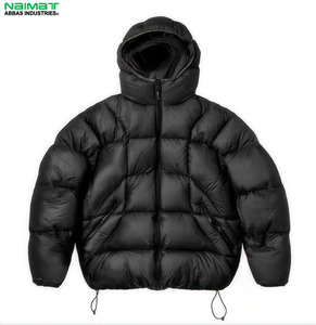 Wash Denim Fabric Puffer <b>Jacket</b> Men Classic Jean Texture Thick Padded Bubble Coat Streetwear Outwear - Product Image 1