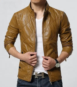 Men's Best Quality <b>Leather</b> Stand Collar Zipper <b>Jacket</b> All Colors Sizes Breathable and Anti-Bacterial <b>Winter</b> <b>jacket</b> for men - Product Image 3