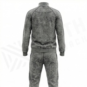 Customized Logo Style Unisex <b>Tracksuit</b> Zipper Hoodie Flared Sweatpants Acid Washed Vintage Activewear Jogging Streetwear - Product Image 2