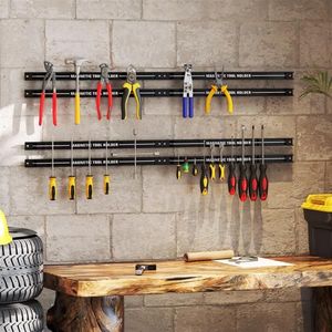 Set di 6 Strisce Organizzatrici Magnetiche in Acciaio al Carbonio Nere per Gestione Efficiente degli Attrezzi e Spazio di Lavoro Ordinato - Product Image 2