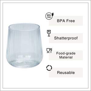 [Holar] Vasos de Vino sin Tallo de Plástico Irrompible Acanalado Moderno Hecho en Taiwán de 14oz para Playa, Piscina y Camping - Product Image 2