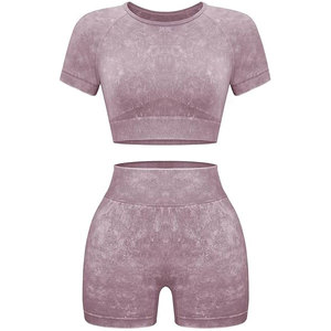 Conjuntos Deportivos para Mujer de 2 Piezas, Ropa de Yoga sin Costuras, Shorts y Top Corto, Ropa Deportiva para Gimnasio, Spandex/Algodón Transpirable - Product Image 3