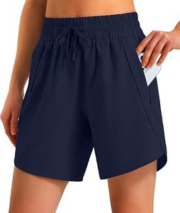 Shorts Deportivos Cortos de 5 Pulgadas para Mujer, Cómodos, Casuales, para Gimnasio, Activos, de Poliéster, Ligeros, para Entrenamiento - Product Image 1