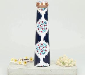 Ikat Print Copper Water <b>Bottle</b> Medallion Design Reusable Drinking <b>Bottle</b> Tapered Shape Travel Office Kitchen <b>Flask</b> - Product Image 3