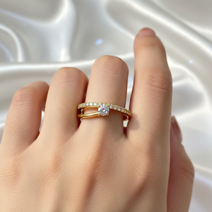 Elegante Anillo de Compromiso con Diamante de Corte Brillante de 0.50 Ct, Anillo de Boda con Engaste Pavé Personalizado, Estilo Infinito, Moderno, Plata 925 - Product Image 2