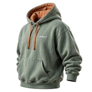 Sweat-shirt à capuche en molleton français pour homme, coupe ample, avec poche, décontracté, pour l'automne, 100% coton - Product Image 3