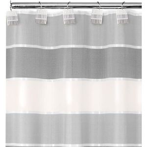 12pc Modern Line Gray Luxury Contemporary Shower <b>Curtain</b> Set with Unique Design and 12 <b>Hooks</b> - Product Image 5