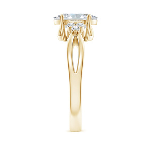 Anillo de Compromiso con Diamante Cultivado en Laboratorio, Corte Ovalado, Certificado por IGI, con Diamantes Laterales en Oro de 10K, 14K, 18K, Plata 925, 935 - Product Image 3