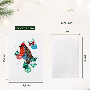 Carte de vœux de Noël personnalisée en quilling d'oiseaux avec enveloppe, vente en gros, carte 3D faite à la main, papeterie, fabricant OEM/ODM - Product Image 2
