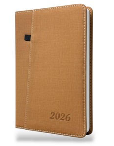 2026 Diary A5 <b>Day</b> to Page Full Year <b>Planner</b> Desk Luxury Stitched Fabric Cover - Product Image 3