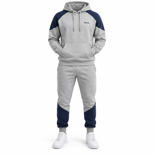 Conjunto Deportivo Informal Holgado de Corte Largo con Cintura Ajustable con Cordón y Bolsillos Laterales, Unisex, Negro, con Capucha, 100% Algodón - Product Image 4