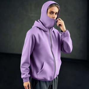 Sudadera con capucha doble OEM para mujer, de poliéster y algodón, con cremallera completa, estilo casual urbano, corte holgado y cómodo. - Product Image 3