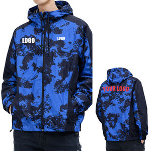 Veste coupe-vent tendance personnalisée à motif camouflage abstrait, légère, en polyester, à capuche, pliable, résistante au vent, pour l'extérieur, production en gros - Product Image 4