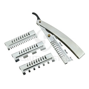 Rasoir de coiffure professionnel argenté avec accessoires peignes multi-lames pour des coupes et des finitions de salon impeccables - Product Image 5