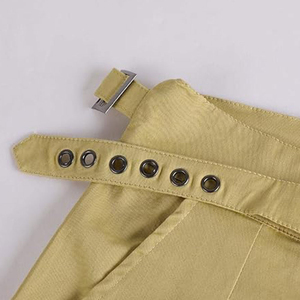 Pantalon plissé décontracté pour homme, taille haute, couleur unie, coupe droite, tissé, poids moyen, fermeture boutonnée, beige - Product Image 3