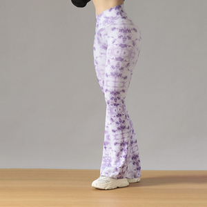 Pantalon de yoga évasé taille haute pour femme, imprimé vache, extensible, coupe bootcut, tendance, pour l'entraînement - Product Image 6